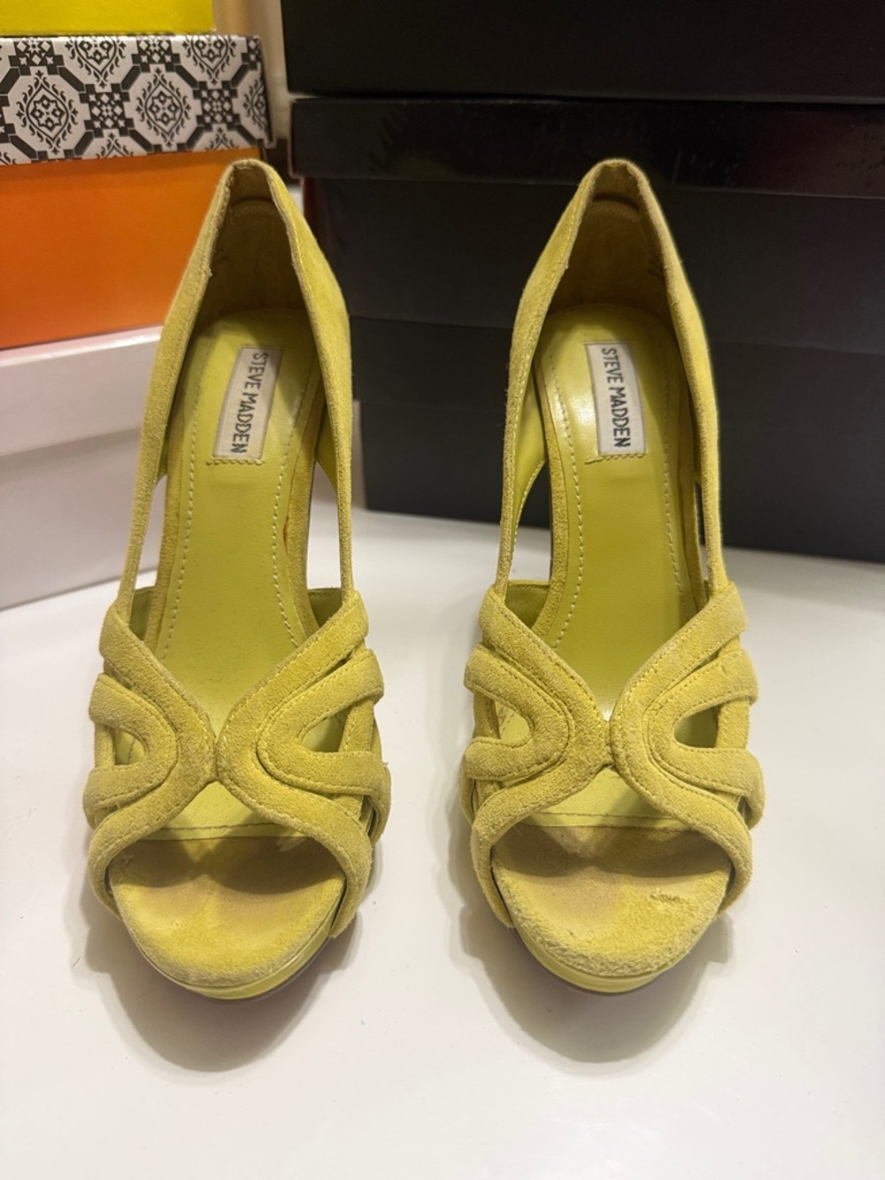 Steve Madden Yellow Suede Heels - Picture 3 of 7